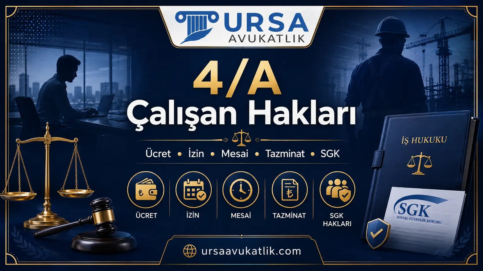 4/A çalışan hakları kapak görseli: ücret, izin, mesai, tazminat ve SGK hakları