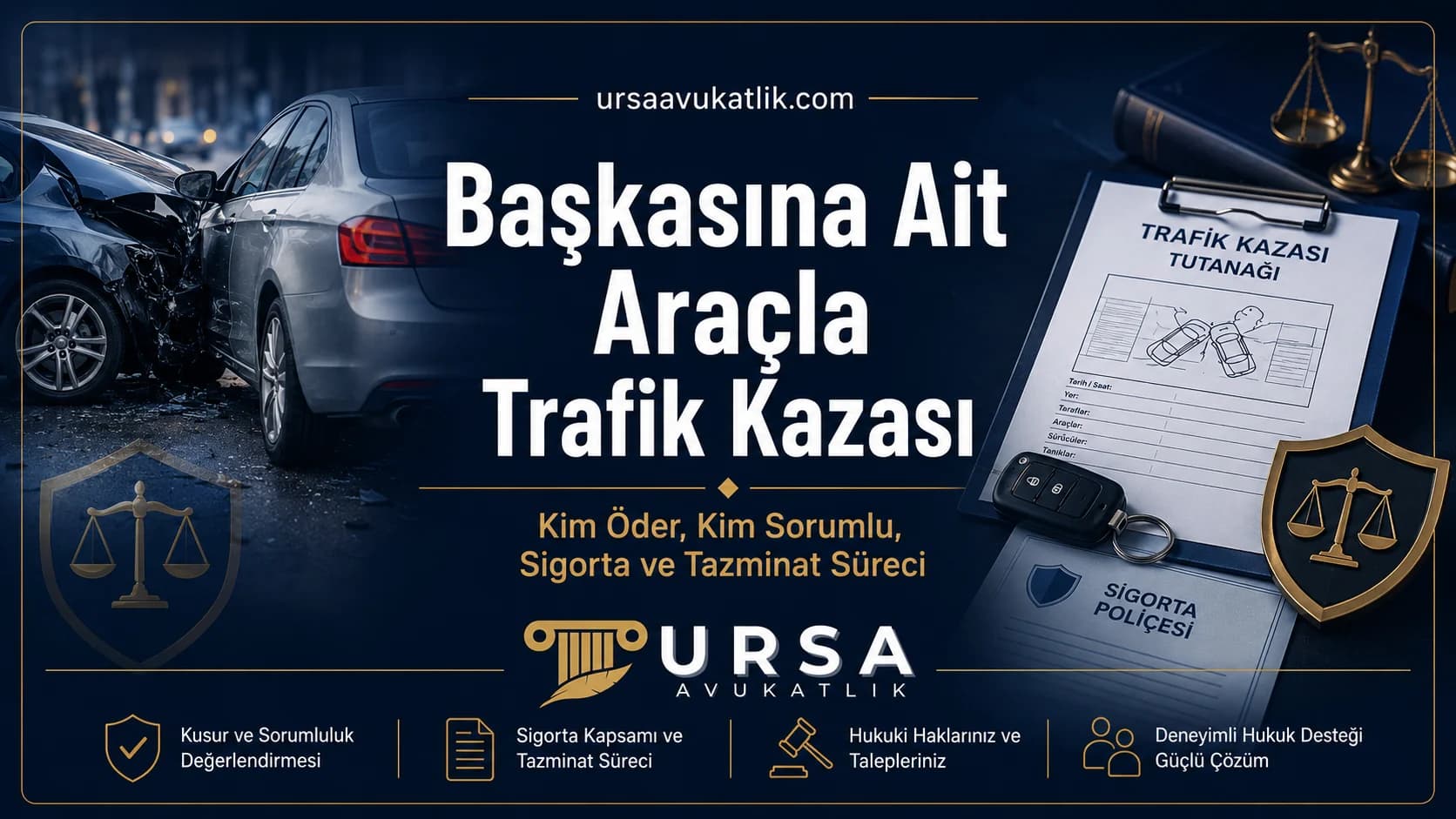 Başkasına ait araçla trafik kazası konulu kapak görseli