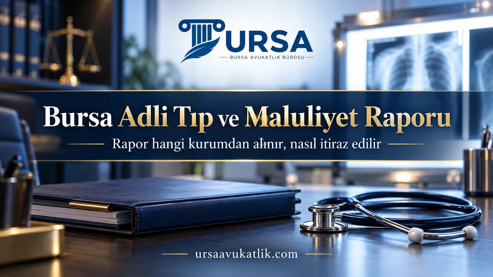 Röntgen filmi ve tıbbi dosya ile Bursa'da maluliyet raporu sürecini simgeleyen kapak görseli