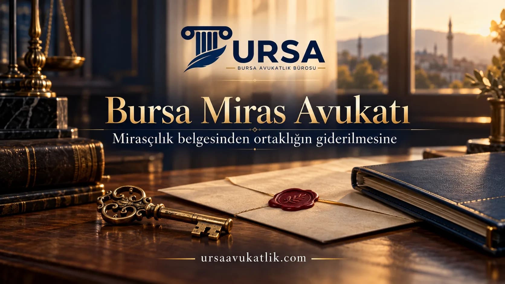 Eski anahtar ve mühürlü zarf ile miras işlemlerini simgeleyen kapak görseli
