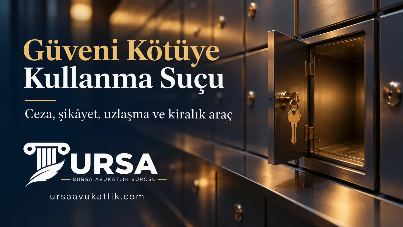 Koridordaki emanet dolaplarından birinin kapağı aralık ve içi boş, güveni kötüye kullanma suçunu simgeleyen kapak görseli
