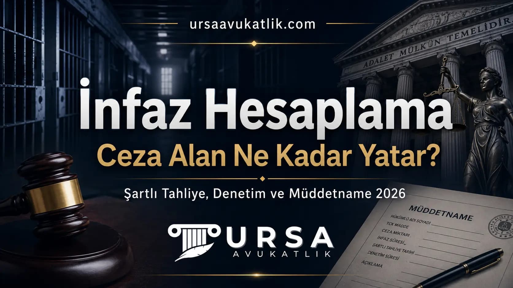 URSA Avukatlık logolu, infaz hesaplama başlıklı görsel