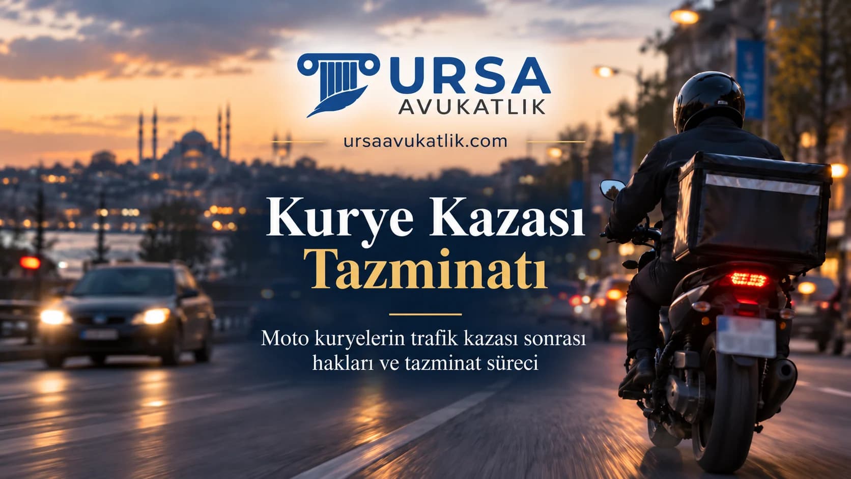 Paket servis motosikleti ile kurye kazası tazminat taleplerini simgeleyen kapak görseli