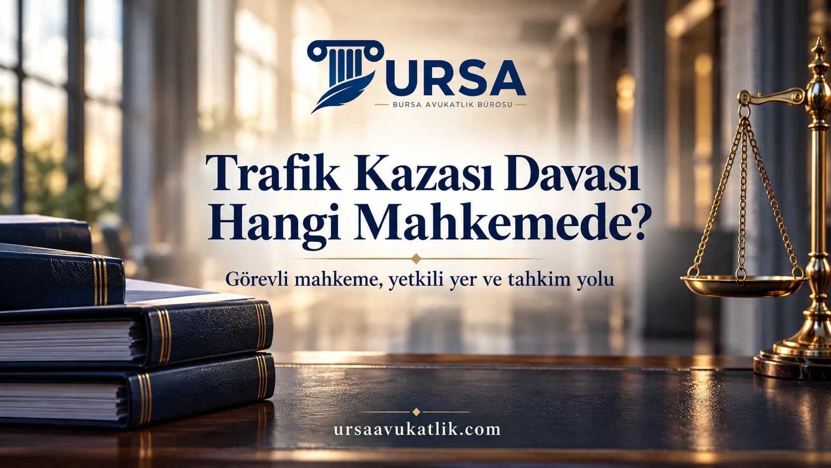 Masada kapalı dava dosyaları ve terazi ile trafik kazası davasında görevli ve yetkili mahkemeyi simgeleyen kapak görseli