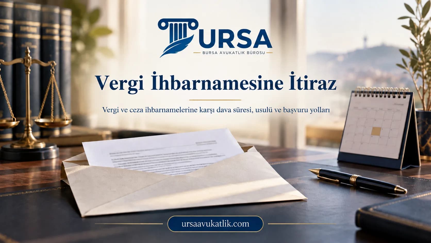 Resmî zarf ve takvim ile vergi ve ceza ihbarnamesine itirazı simgeleyen kapak görseli