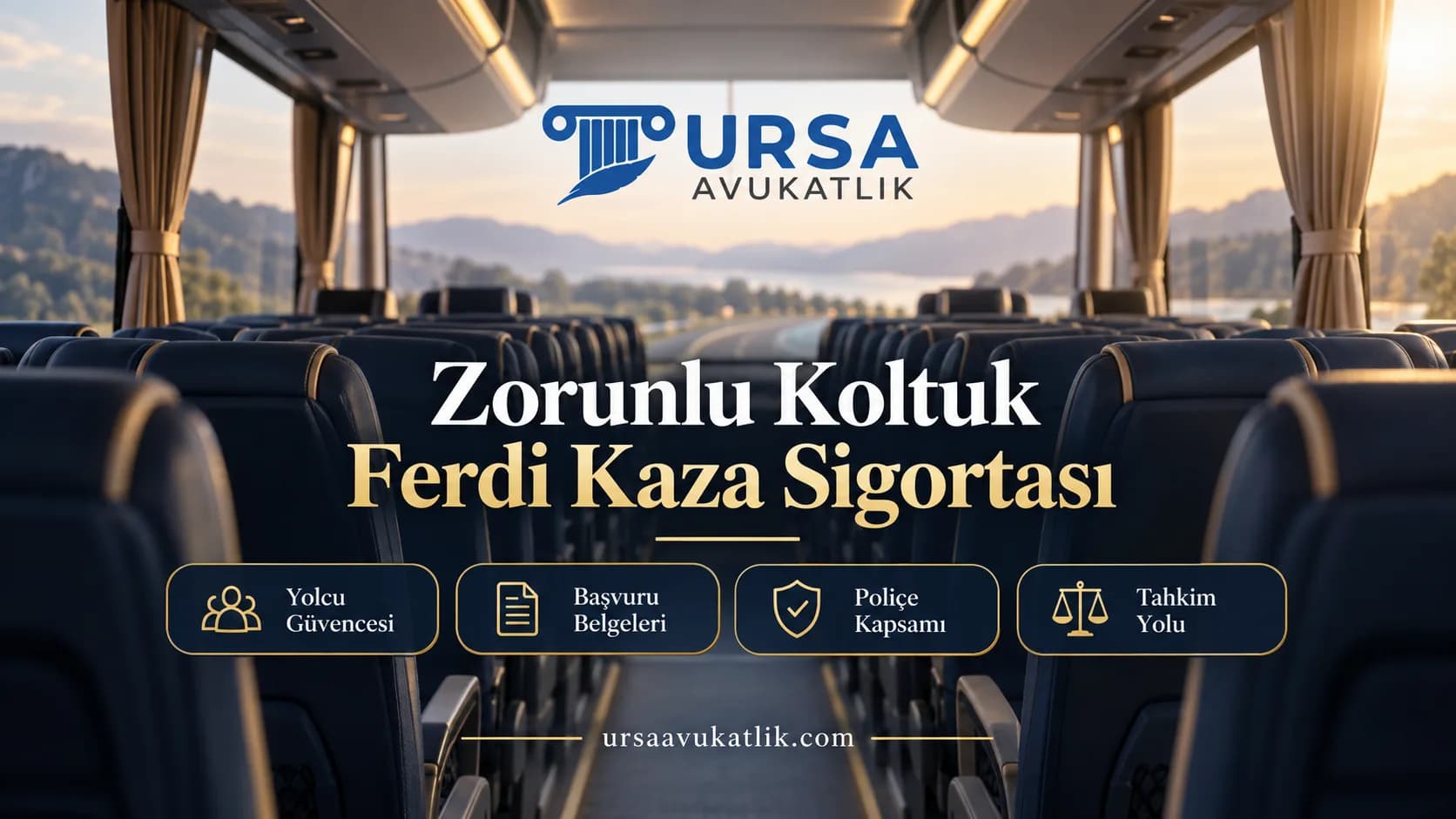 Otobüs koltuk sıraları ile zorunlu koltuk ferdi kaza sigortasını simgeleyen kapak görseli