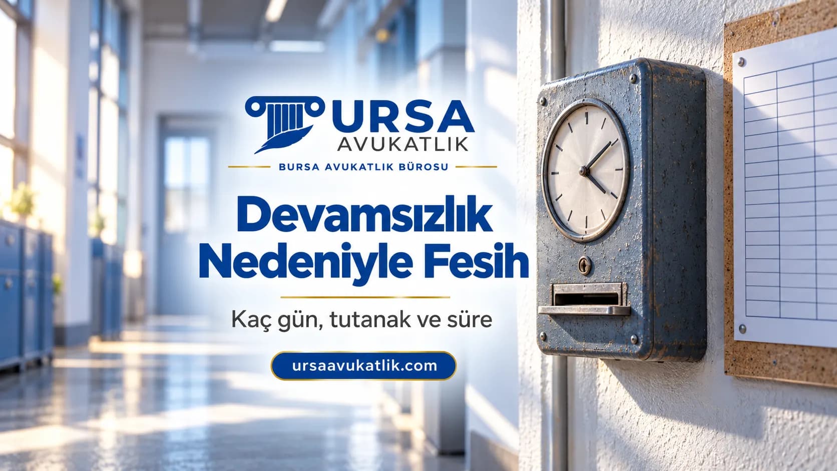 Fabrika girişinde duvara monte kart basma saati ve boş giriş-çıkış çizelgesi, devamsızlık nedeniyle fesih