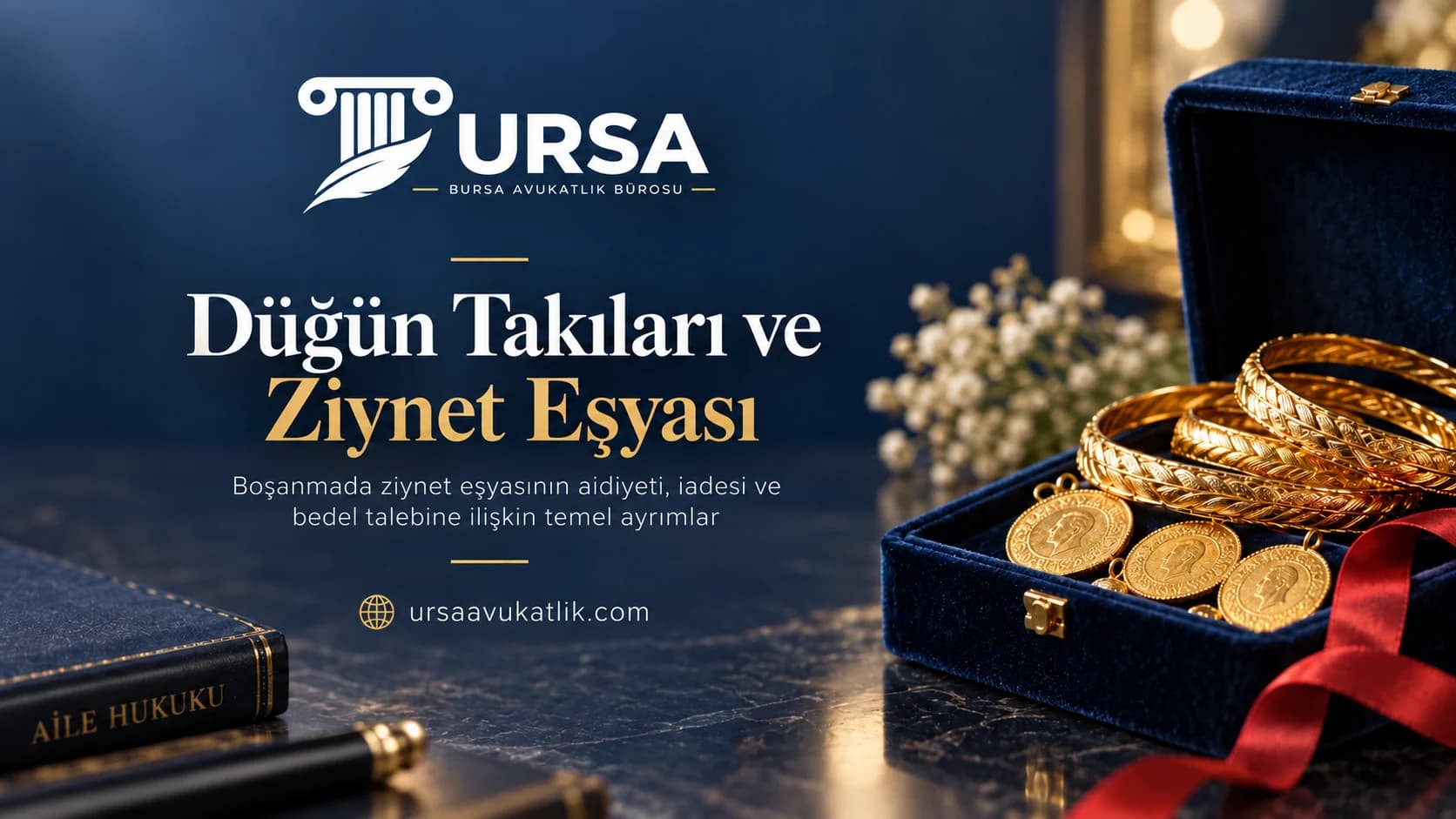 Mücevher kutusundaki bilezik ve çeyrek altınlar ile boşanmada ziynet eşyasını simgeleyen kapak görseli