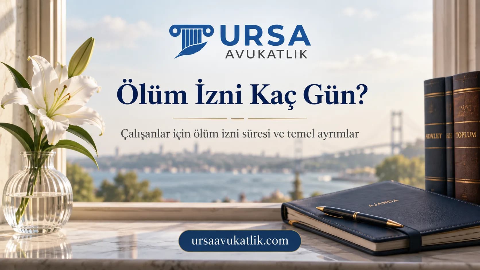 Pencere kenarında beyaz çiçek ve ajanda ile ölüm iznini simgeleyen kapak görseli