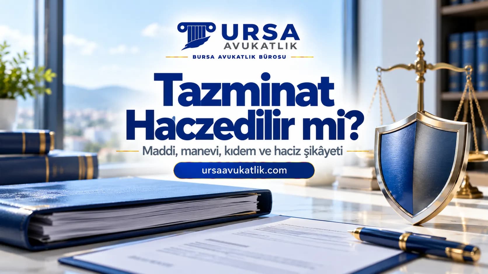 Tazminatın haczedilip haczedilemeyeceği, kalkan, terazi ve dosyalarla hukuk masası