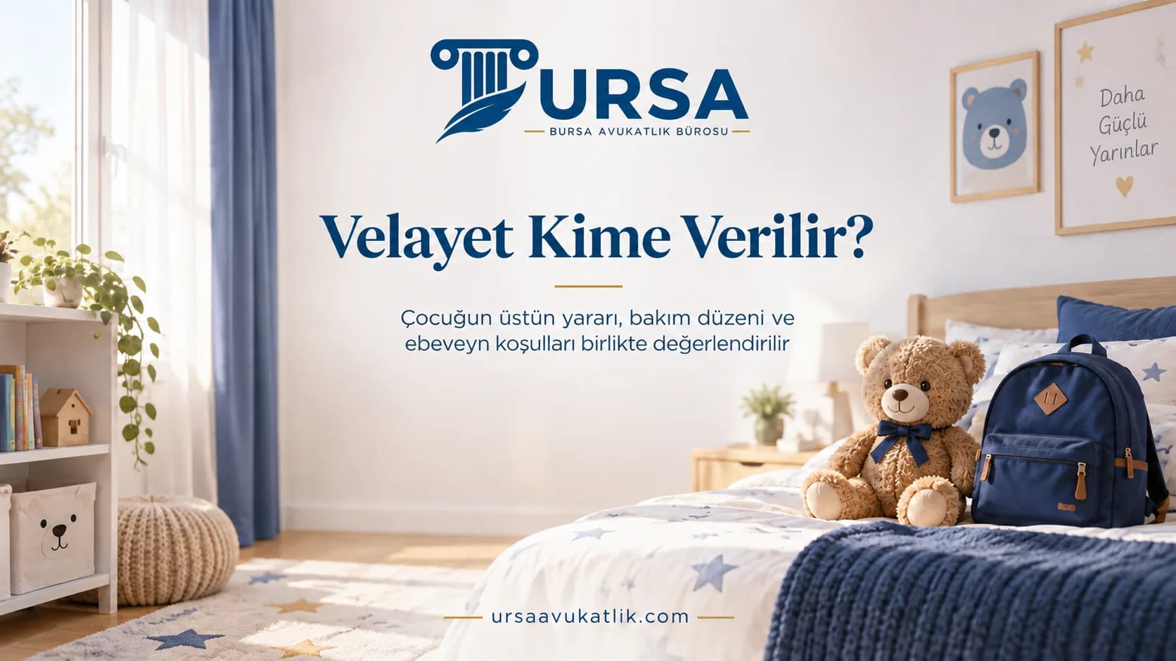 Oyuncak ayı ve okul çantası ile boşanmada velayet kararını simgeleyen kapak görseli