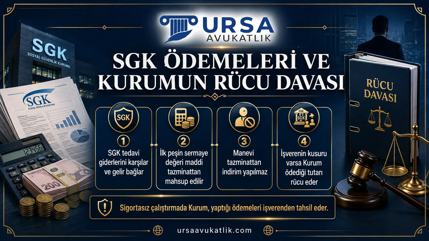 SGK ödemeleri ve kurumun rücu davasını gösteren şema