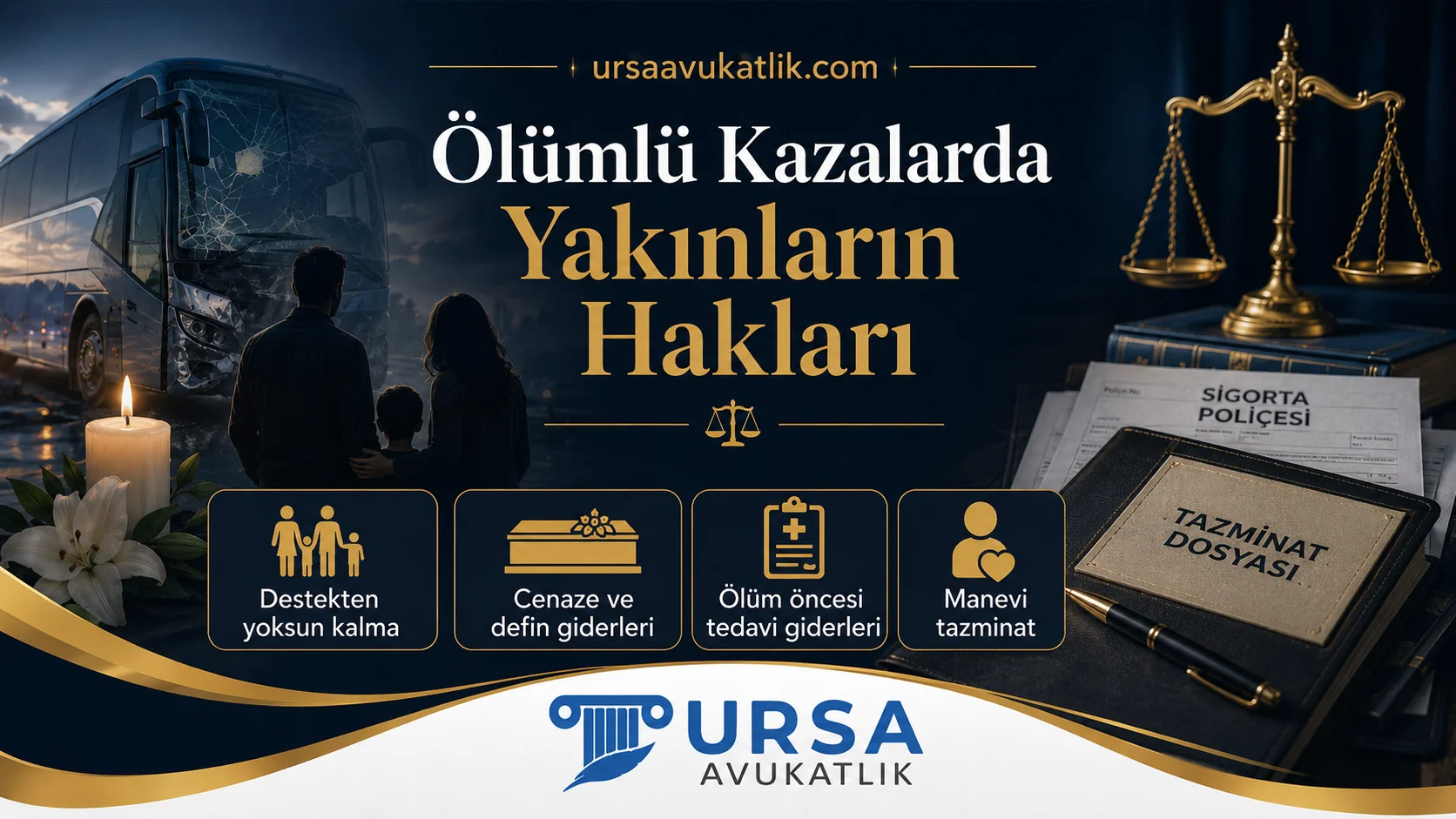 Ölümlü otobüs kazalarında yakınların haklarını gösteren şema